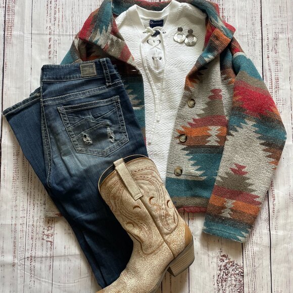 NorthCrest | White Cotton Sweater w/Lace-up Neckline | XL - Picture 4 of 4